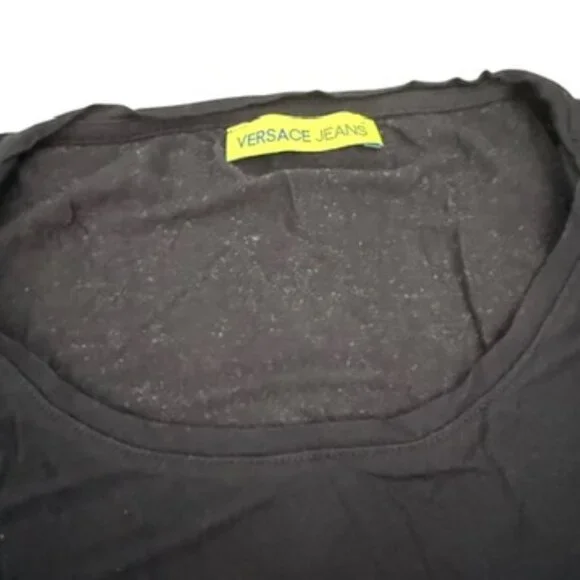 Versace Jeans Black Gold Signature Tee T-shirt 42 US 6 studded rhinestones - Picture 4 of 8